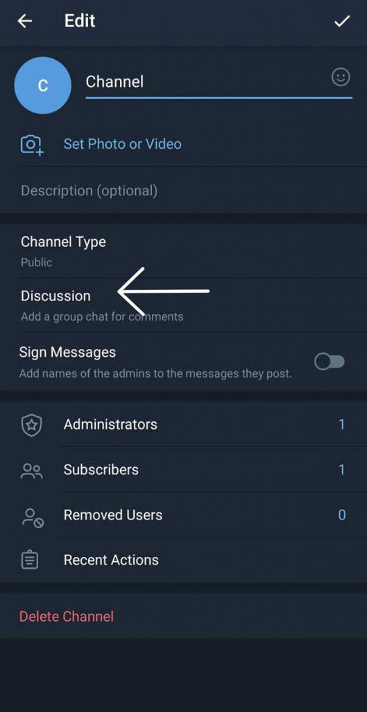 Enable Comments In Telegram Channel