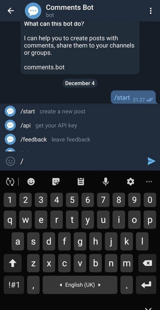 Add Telegram Comments Bot