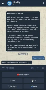 Telegram SkeddyBot